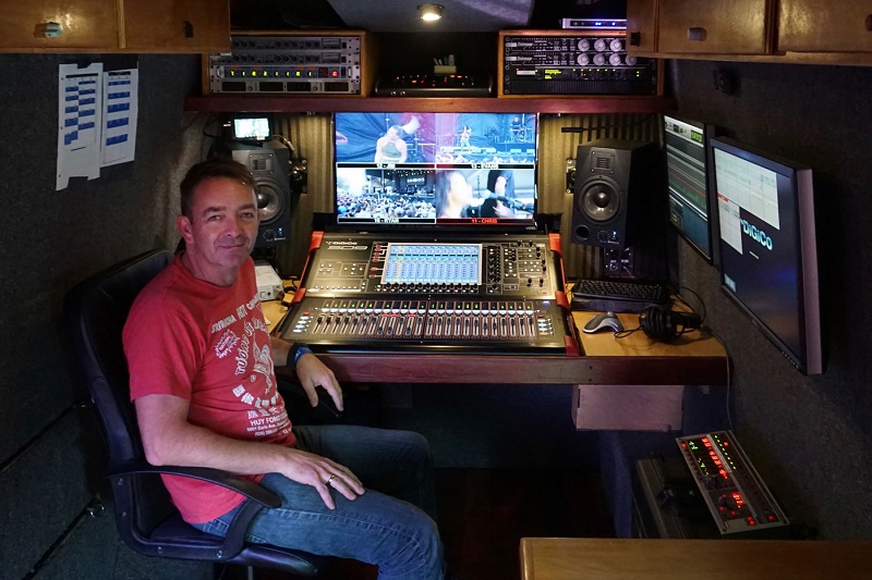 INDRE MOBILE’s Michael Comstock at his new DiGiCo SD9