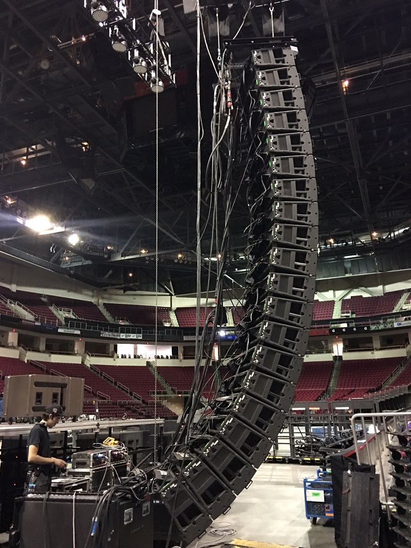 The setup for the PA consists of MLA for the mains with MLA Compact for outfills, MLX subs ground-stacked in front of the stage and DD12 for front fills