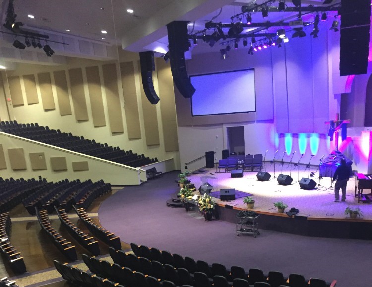 EAW KF line arrays and SB1000 subwoofers drive the system at the new home of University City Church in Charlotte.