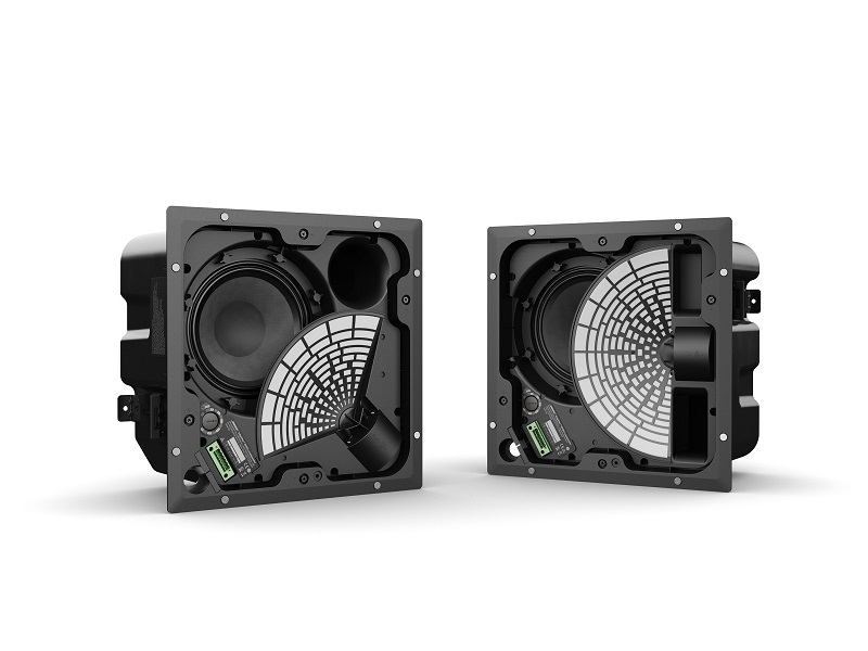 Bose EdgeMax™ in-ceiling premium loudspeakers shown with magnetic grille off (models EM90 and EM180).