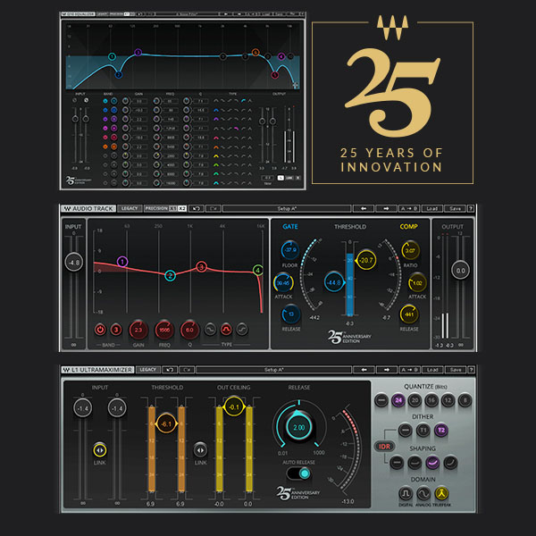In honor of its 25th Anniversary, Waves is now shipping revamped and reskinned versions of three of its classic plugins, the Q10, AudioTrack and the L1.