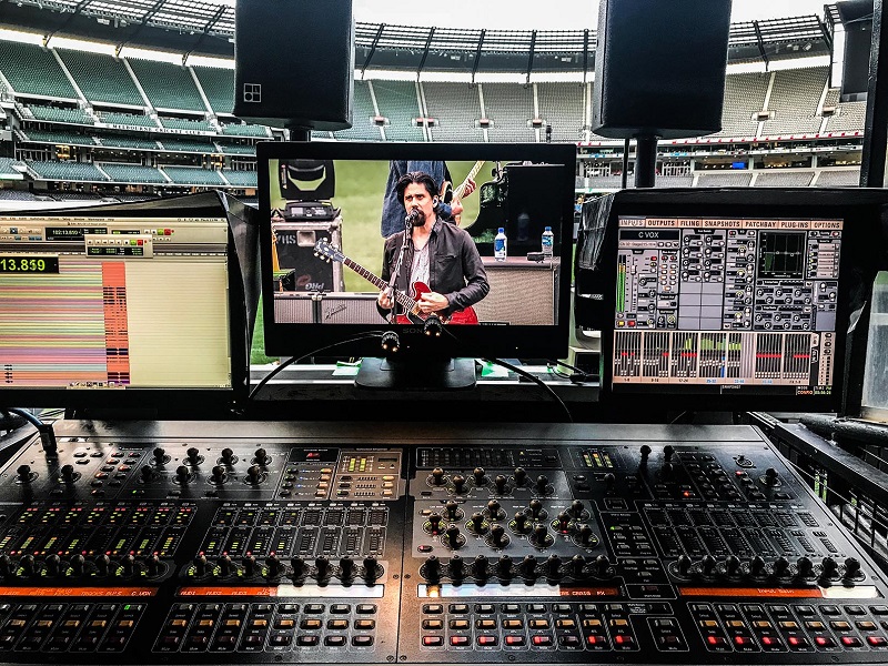 At FOH control with Oysters this year were Tim Millikan and Ryan Fallis, with Oysters sending his outputs to Tim to distribute via matrix mixers, line drivers and active splitters.