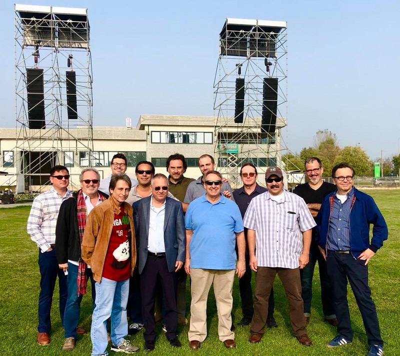 (L-to-R) Troy Ludwig, Ludwig Marketing; Paul Hugo, Marshank Group; John Saviano, Quest Marketing; Matt Pogorelc, Quest Marketing, Tarik Solangi, RCF USA; Roni Nevo, RCF USA; Lucio Boiardi Serri, RCF Justin Brock, RCF USA; Terry Ewald, Quest Marketing; James Gordon, Audio Associates; Dave Raneses, Audio Source; Oscar Mora, RCF; Brian Espinosa, Marshank Group