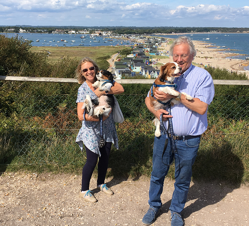 John with his wife Judith and their dogs Mozart and Albinoni