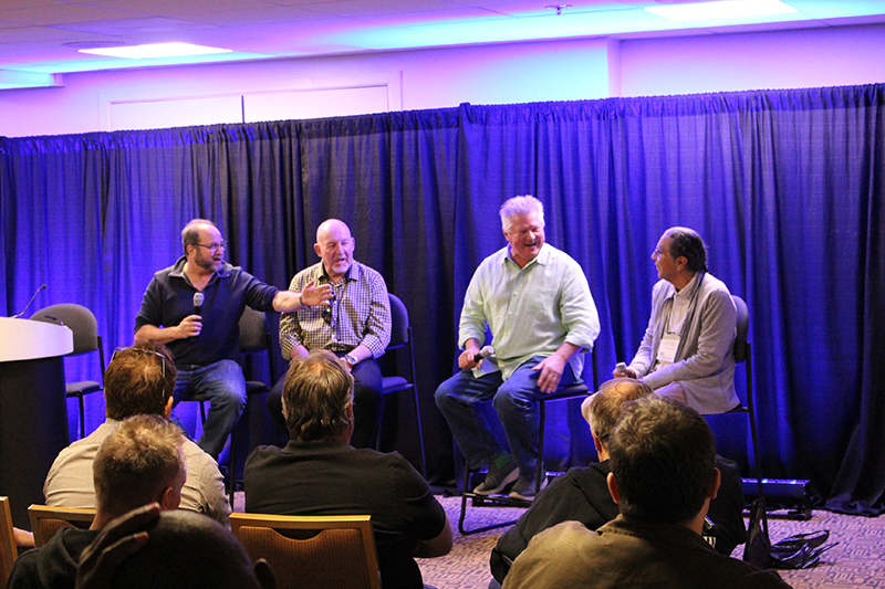 Moderator/Host Nook Schoenfeld, Chris Adamson, Ed Wannebo, and Richard Fernandez during 'Getting the Show On the Road - The Production and Tour Managers.'