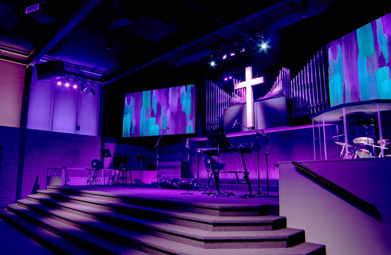 A new Danley Sound Labs sound reinforcement system delivers the intelligibility and clarity required of the traditional service and the punch and volume required of the contemporary service.
