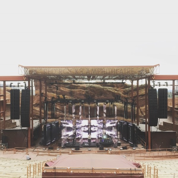 The general system for the tour comprises main hangs of 12 K1 over six K2, with an additional six K1 and six K2 as side hangs to cover the full 180 degree audience. Cabinets can also be moved to and from the side hangs for the varying venue configurations, with four Kara flown as a center fill, providing consistency and coverage directly in front of the stage.