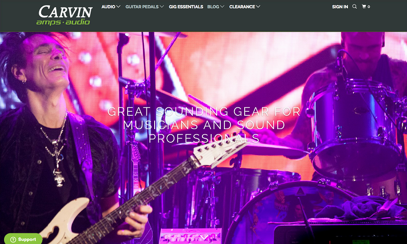 Screenshot from the relaunched website at CarvinAudio.com