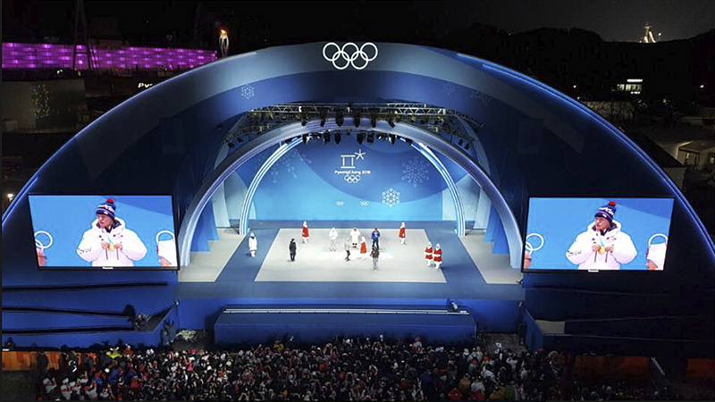 The Medals Plaza stage within the PyeongChang Olympic Plaza is reinforced by an EAW Adaptive system.