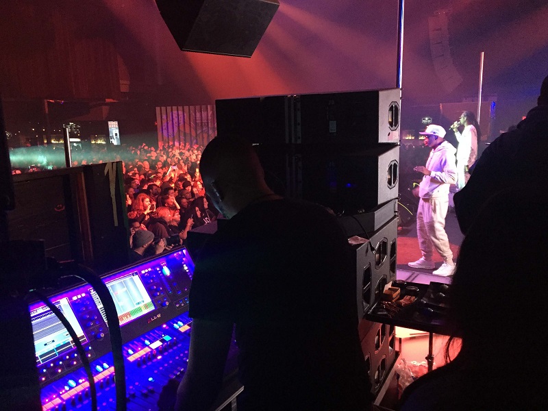 Freddie Johns mixing Snoop Dogg monitors on the Allen & Heath dLiveS5000