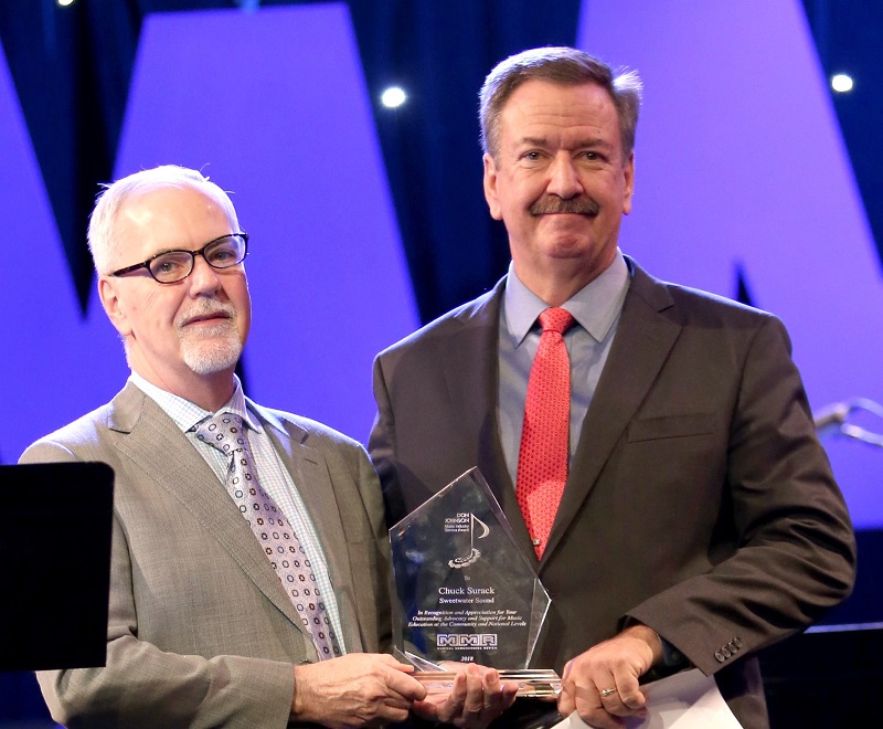 (left to right): Musical Merchandise Review President Terry Lowe and Sweetwater Founder and President Chuck Surack.