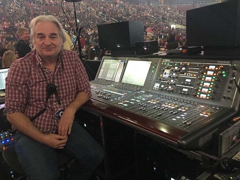 Front of house engineer Toby Francis (CLAIR Global Los Angeles) is mixing on a Yamaha RIVAGE PM10 Digital Audio Console