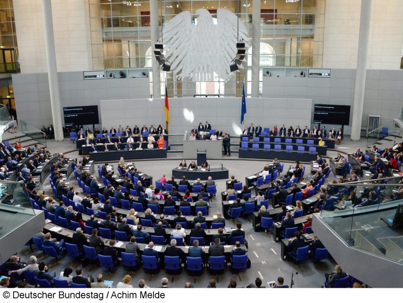 • Plenary Hall in the German Reichstag building, © Deutscher Bundestag / Achim Melde