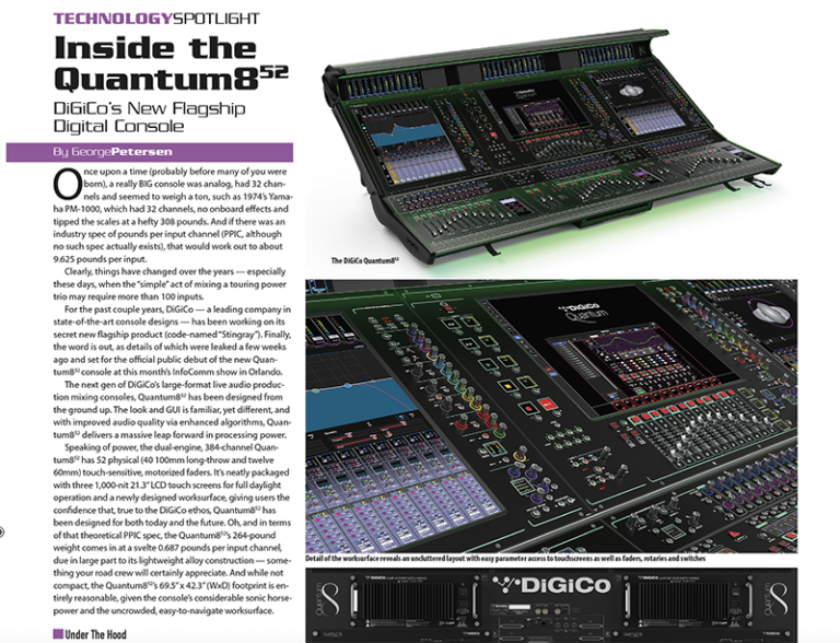 Inside The Quantum852, DiGiCo’s New Flagship Digital Console – FOH ...