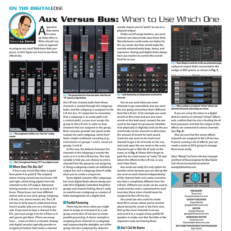 Aux Versus Bus When to Use Which One FOH Front of House Magazine