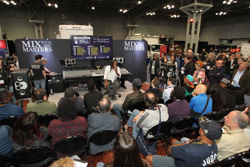 Engineer/Producer Jimmy Douglass addresses attendees during an AES Mix with the Masters Workshop at the AES New York 2017 Convention. (Photo courtesy of Mix with the Masters)