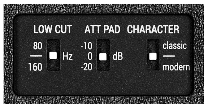 Switches allow tailoring the mic for specific needs