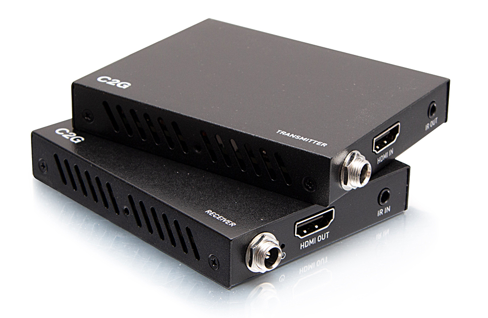 The unit extends 4K HDMI video and audio up to 115 feet using a single category patch cable