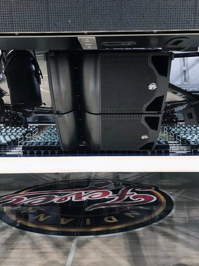 Clair Brothers and Village Audio collaborated to study the speaker positions and coverage angle requirements. They determined that indeed a custom dispersion on the scoreboard corners could offer better coverage with minimum overlap to other sources.