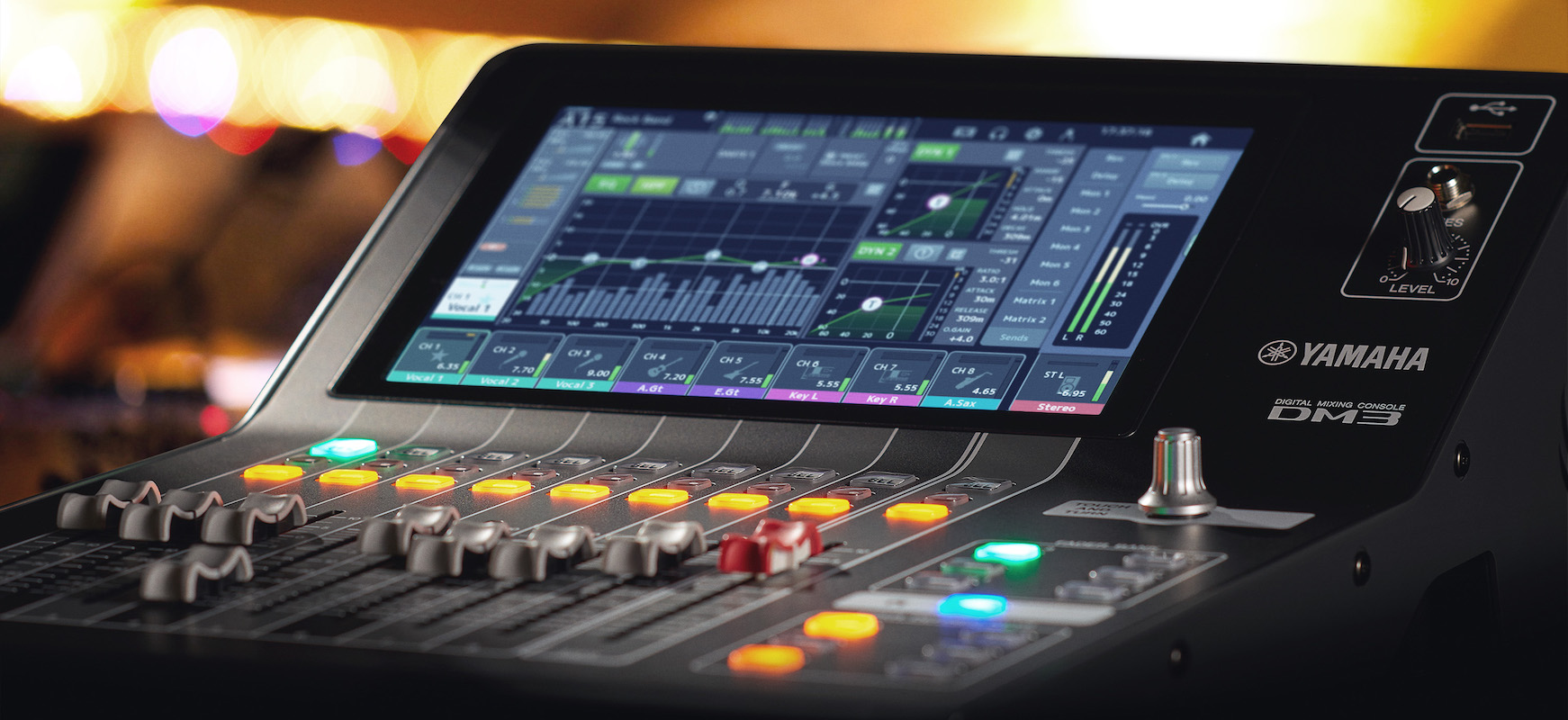 There are two DM3 mixers in the Series – the DM3-D features Dante audio networking for quick and flexible connection to a wide range of compatible audio devices, and the DM3 Standard without Dante