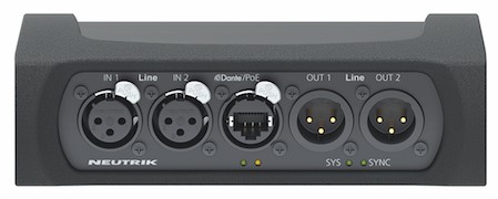 The new NEUTRIK intelligent NA2-IO-DLINE Interface enables integration of analogue signal devices, within a Dante™ AoIP network, in just a few easy steps.