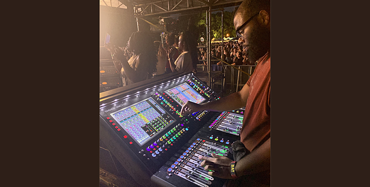 Brandon Blackwell mixing FOH for Lizzo on a new DiGiCo SD12 96 console