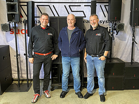 L/R: Stefan Rast and Philip Wlash of EYE AUDIO IRELAND, with Jürgen Bachthaler of Voice Acoustics/TENNAX