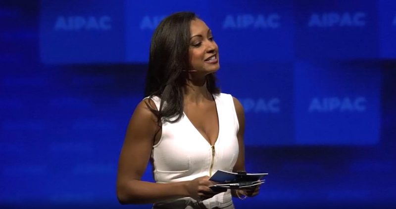 Eboni Williams AIPAC wears redundant headset microphone