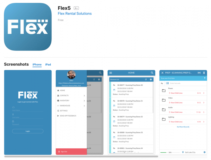 Screen shot of Flex5 Phone App