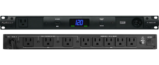 With nine total outlets, including three that are widely spaced for bulky plugs and one on the front for convenience, isolated banks that minimize inter-component noise contamination, a large, easy-to-see voltmeter and ammeter, a front USB outlet for a USB lamp, and LED indicators that warn when incoming voltage is outside the target range, the Furman P-1800 AR delivers the clean, reliable, protected power required for live performances