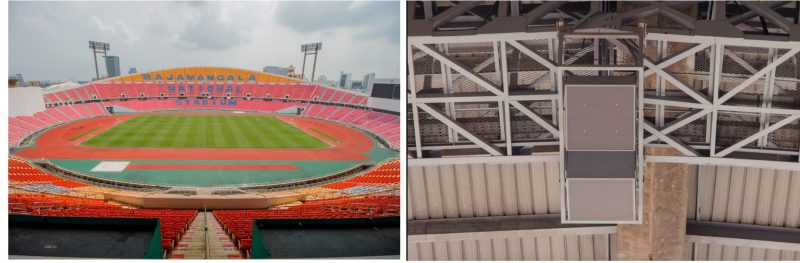 Mahajak chose JBL Precision Directivity 6212, 564, 595, and 5122 loudspeakers for their high output, focused dispersion patterns and WRC weather protection. Strategic placement of the PD speakers and the addition of subwoofers created a powerful full-range system that could project evenly across the stadium. Crown DCi4 1250N and 2400N amplifiers provide high-efficiency power to the array while integrating with the stadium’s digital network. BSS BLU-100 digital signal processors route audio seamlessly with a convenient and stable digital architecture, and all mixing is done on Soundcraft Si Impact digital mixing consoles.