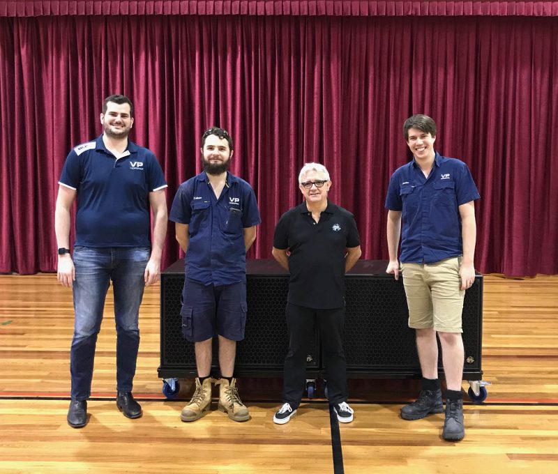 From left to right, Cameron McGuffie and Cal Buckingham – Videopro, Greg Duncan – Business Manager, Holy Spirit College and Jordan Rieck – Videopro