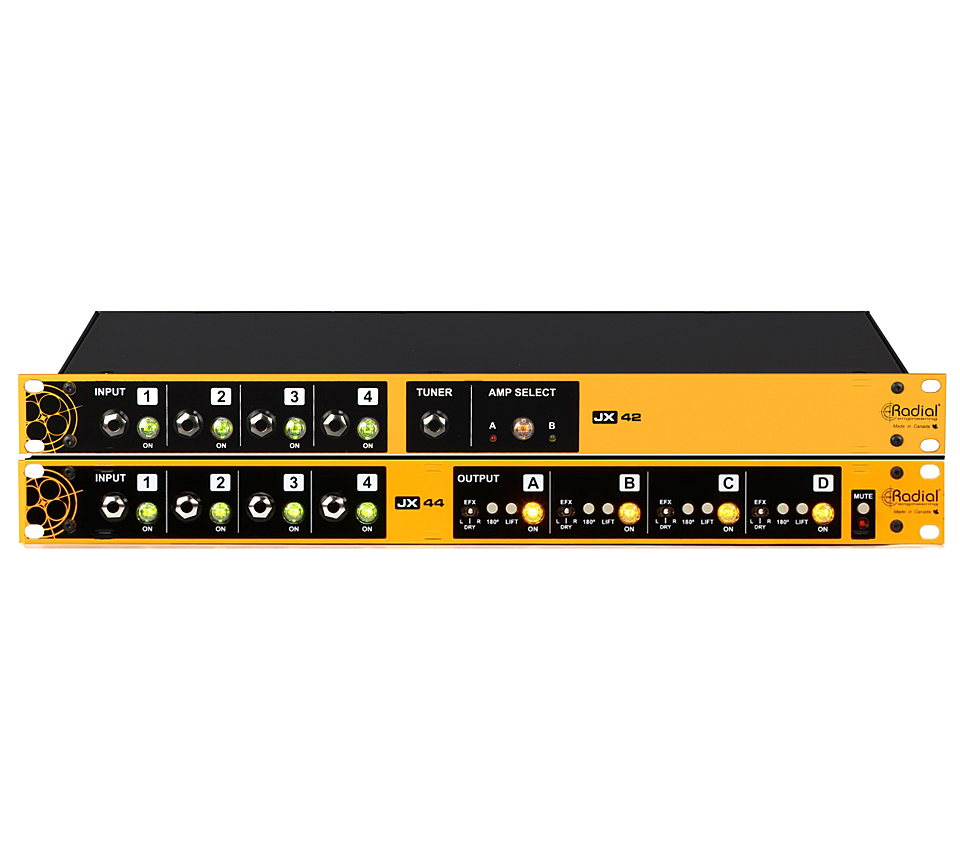 Radial Ships JX42 V2 Amp Switcher and JX44V2 Guitar & Amp Signal Manager
