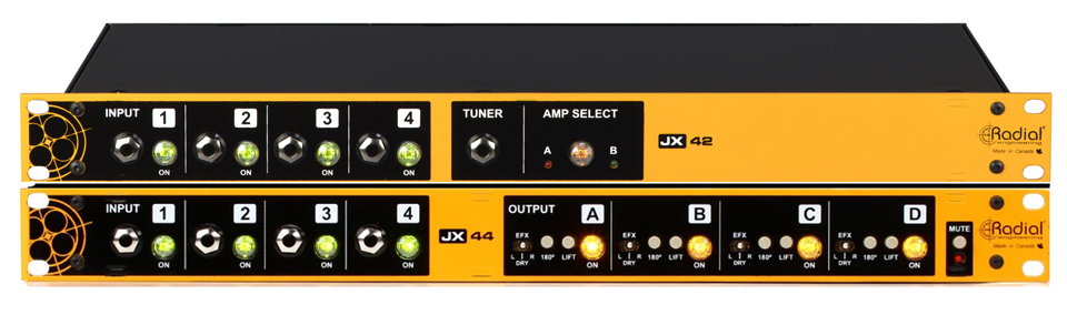 Radial Ships JX42 V2 Amp Switcher and JX44V2 Guitar & Amp Signal Manager