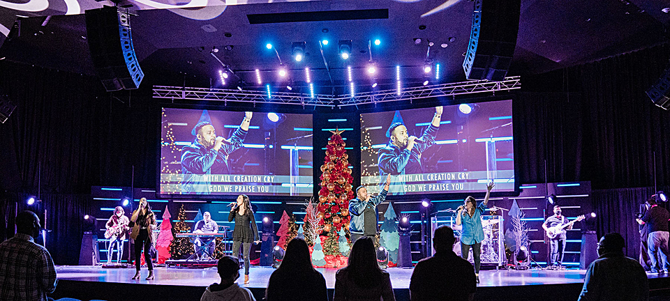 Three of Christ Fellowship Miami’s locations, including Palmetto Bay (shown here), are home to new L-Acoustics Kara loudspeaker systems