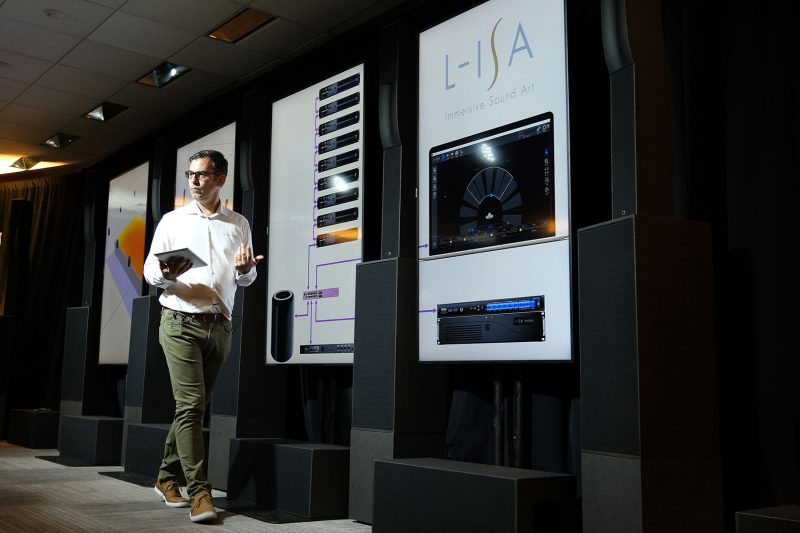 Scott Sugden, Product Manager, USA & Canada, L-Acoustics, conducting an L-ISA demo