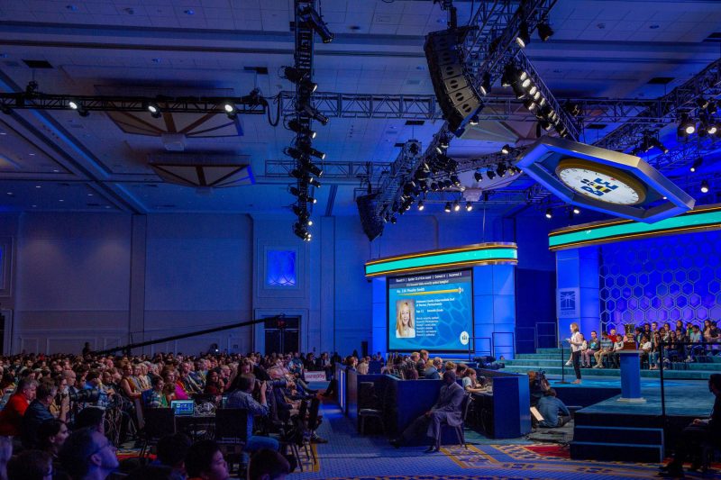 Sound for this year’s Scripps National Spelling Bee was reinforced via an L-Acoustics Kara loudspeaker system supplied by Showtime Sound