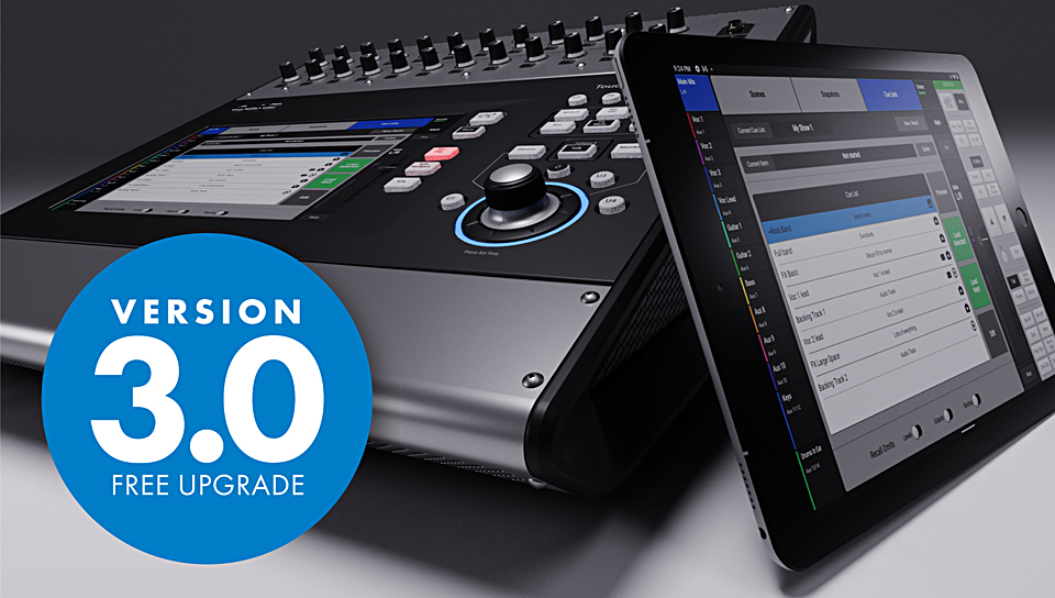 The new TouchMix-30 Pro v3.0 firmware adds Scenes, Snapshots, Cue List and more, including an updated TouchMix Control app for iOS and Android devices