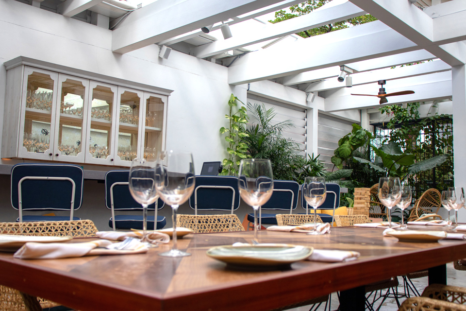 The outdoor patio dining area