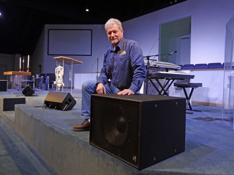 Steven Pappas with a PreSonus WorxAudio X115S high SPL subwoofer.
