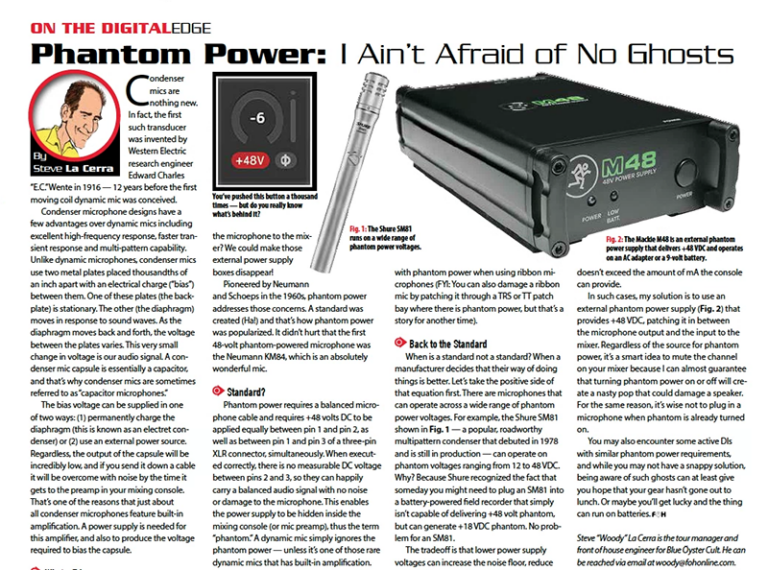 Phantom Power I Ain’t Afraid of No Ghosts FOH Front of House Magazine