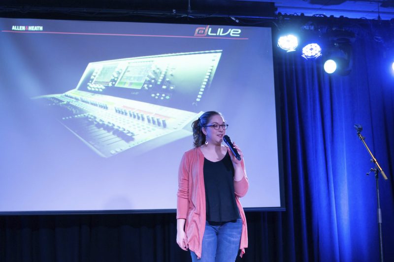 Allen & Heath dLive presented at SoundGirls Expo 2018 by Live Audio Technician Willa Snow. (Photo credit: Jerri Kaplan)