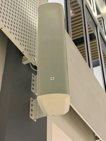 Telemundo Atrium JBL CBT1000 column loudspeakers
