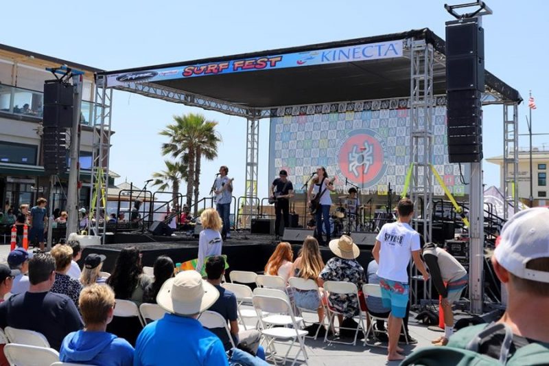 For Spyder Surf Fest, Bell Events flew dual al-4 arrays, each comprised of two al-4SB flying subwoofers with eight AL-4 subcompact elements hanging underneath. VUE hm-112 systems served monitor duty, while VUEDrive V4 Systems Engines provided power and processing for the arrays and monitors. Allen & Heath iLive consoles handled both FOH and monitor mixes.