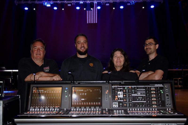 L to R, Bobby Harper (ACIR Pro), Chris Carll (Entertainment Lead), Mary Jo Snelsire (Audio Tech), Gerard Lee (Monitor Tech)