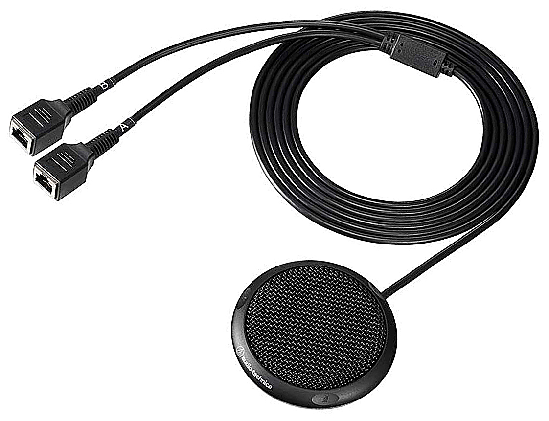 The Audio-Technica tabletop ES964 Boundary Array Microphone provides an easy-to-deploy, clear audio solution for small-group conference environments.