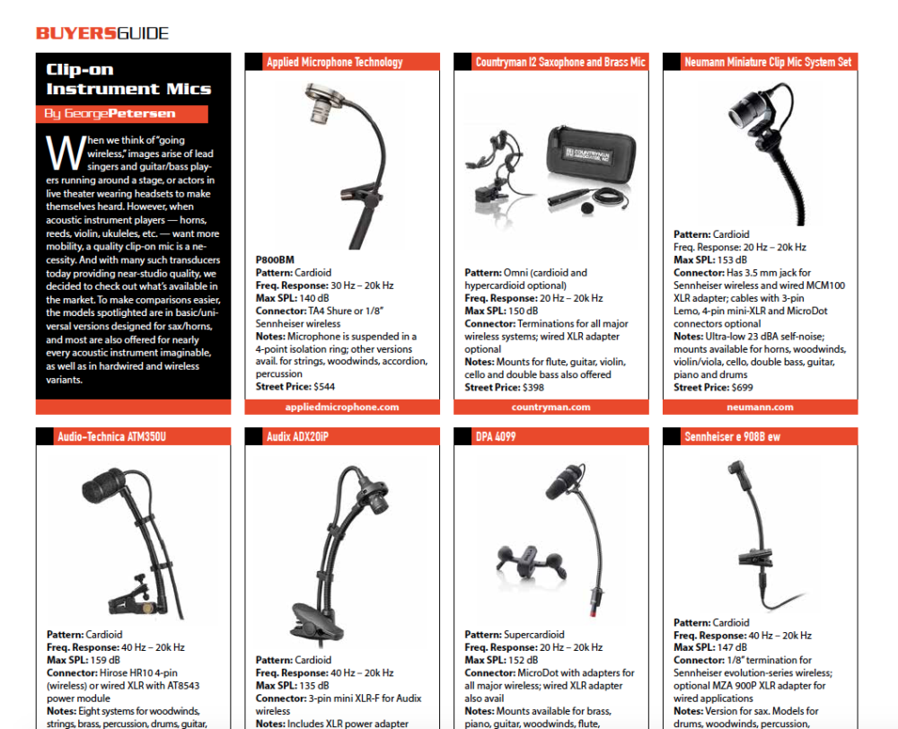 Clip On Instrument Mics Foh Front Of House Magazine