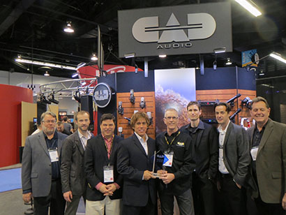 CAD Audio Names Musician’s Friend Dealer of the Year. Pictured here, from left, are Bob Durkee, Merchandising Manager and Jonathan Eggert, Inventory Manager, Musician’s Friend; Brig Carr, President, CAD Audio; Chris Tso, VP of Merchandising, Musician’s Friend; Tony O’Keefe, VP of Sales & Marketing, CAD Audio; Rob Impala, Merchandising Manager, Ryan Genest, Merchandising Specialist, and Gene Joly, President, Musician’s Friend