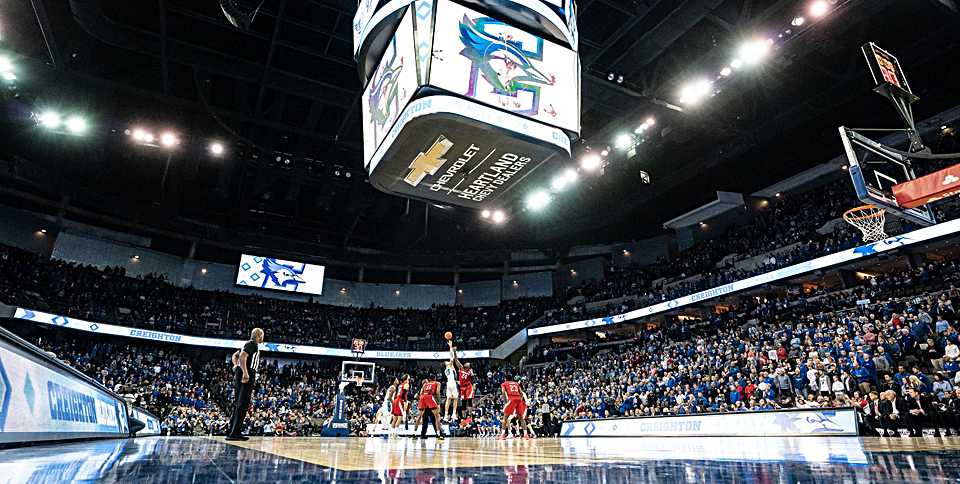 Omaha’s CHI Health Center now sports a Meyer Sound LEOPARD system PHOTO CREDIT: Creighton Athletics