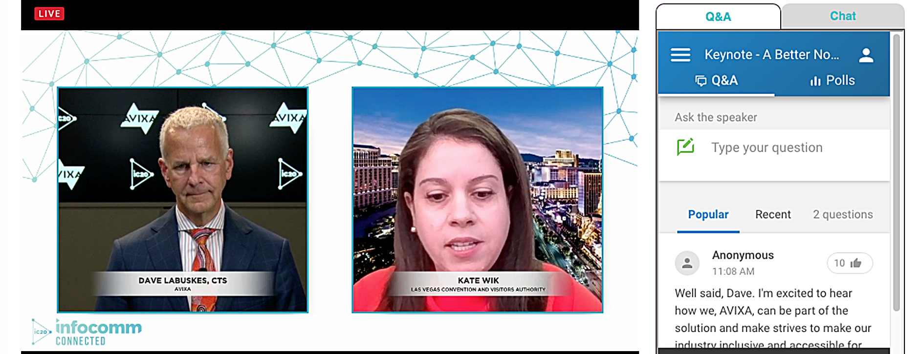 Interactive programming encourages live audiences to text questions to presenters